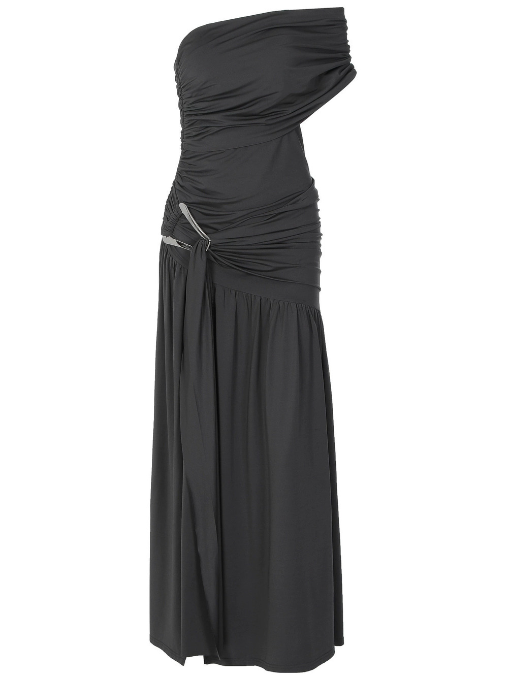Zara Solid Color One Shoulder Slit Ruched Bodycon Dress - Picture 5 of 6